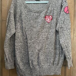 Gray Love Heart Women's Sweater